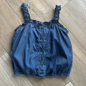 EXPRESS Pleated Bubble Chambray Denim Tank XS